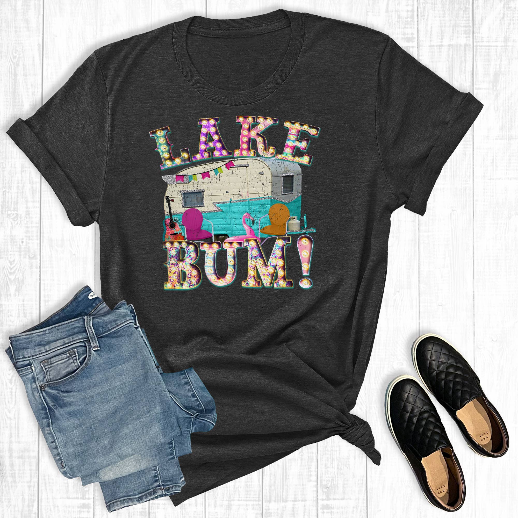 Summer Lake Bum Camper Graphic - Adult & Kids T-Shirts, Sweatshirts & Hoodies apparel design preview 1