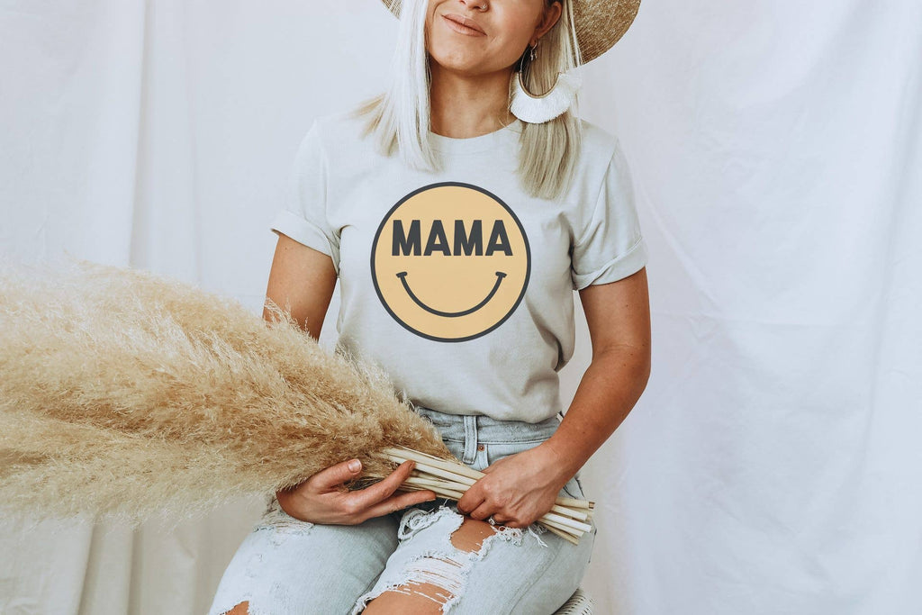 Mama Happy Face Mom Life Graphic - Adult & Kids T-Shirts, Sweatshirts & Hoodies apparel design preview 1