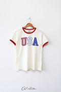 USA with Pattern Ringer Graphic Top - Adult & Kids T-Shirts, Sweatshirts & Hoodies apparel design preview 1
