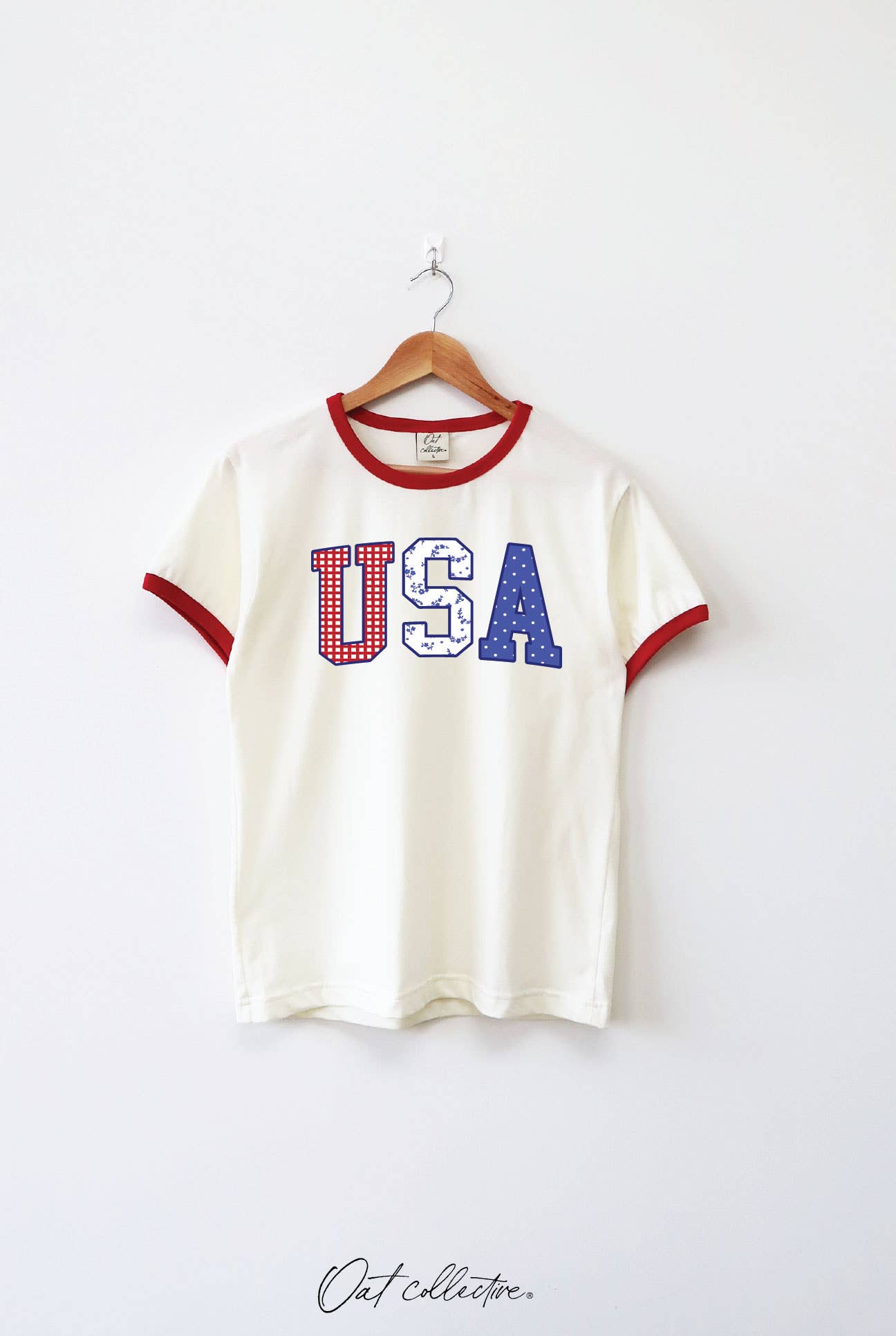 USA with Pattern Ringer Graphic Top - Adult & Kids T-Shirts, Sweatshirts & Hoodies apparel design preview 1