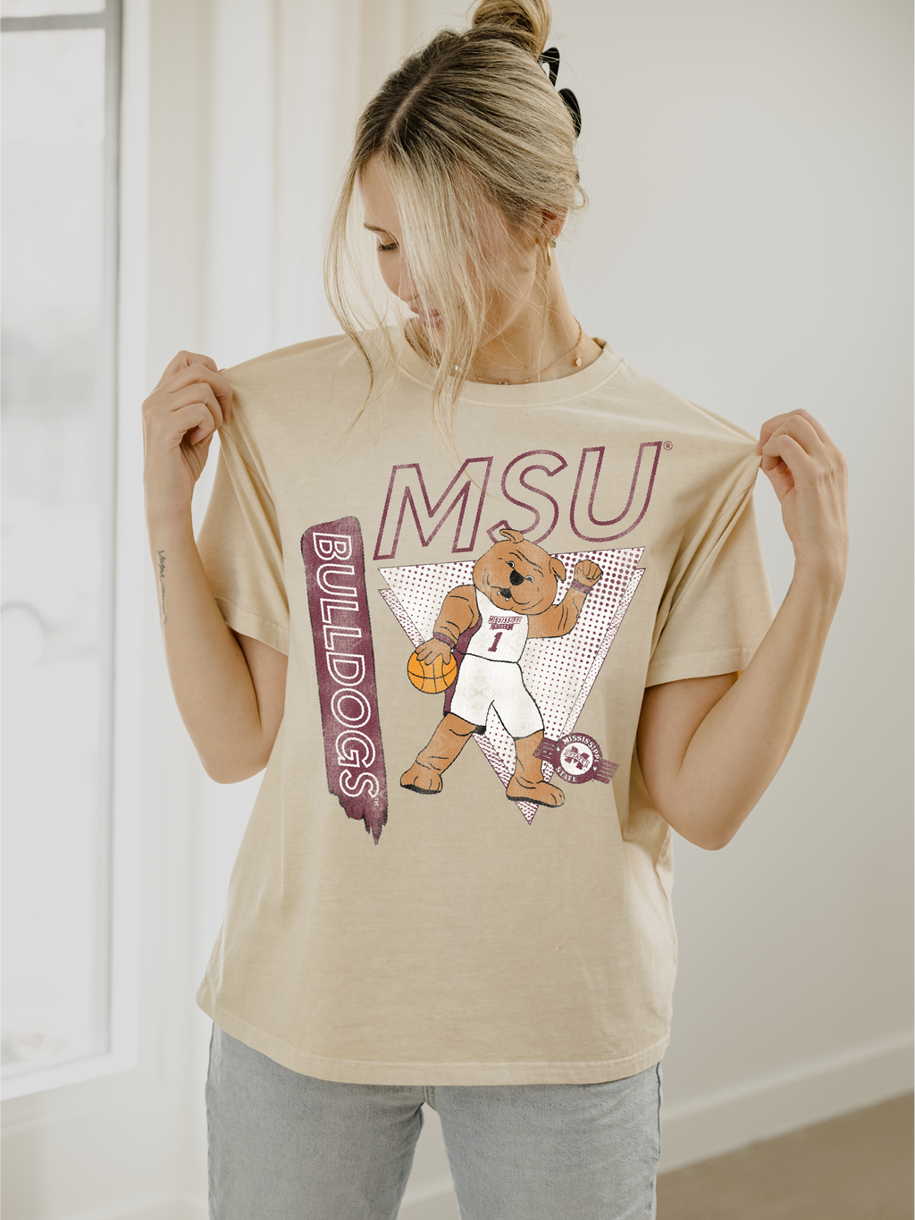 Mississippi State Bulldogs Courtside Thrifted - Adult & Kids T-Shirts, Sweatshirts & Hoodies apparel design preview 1