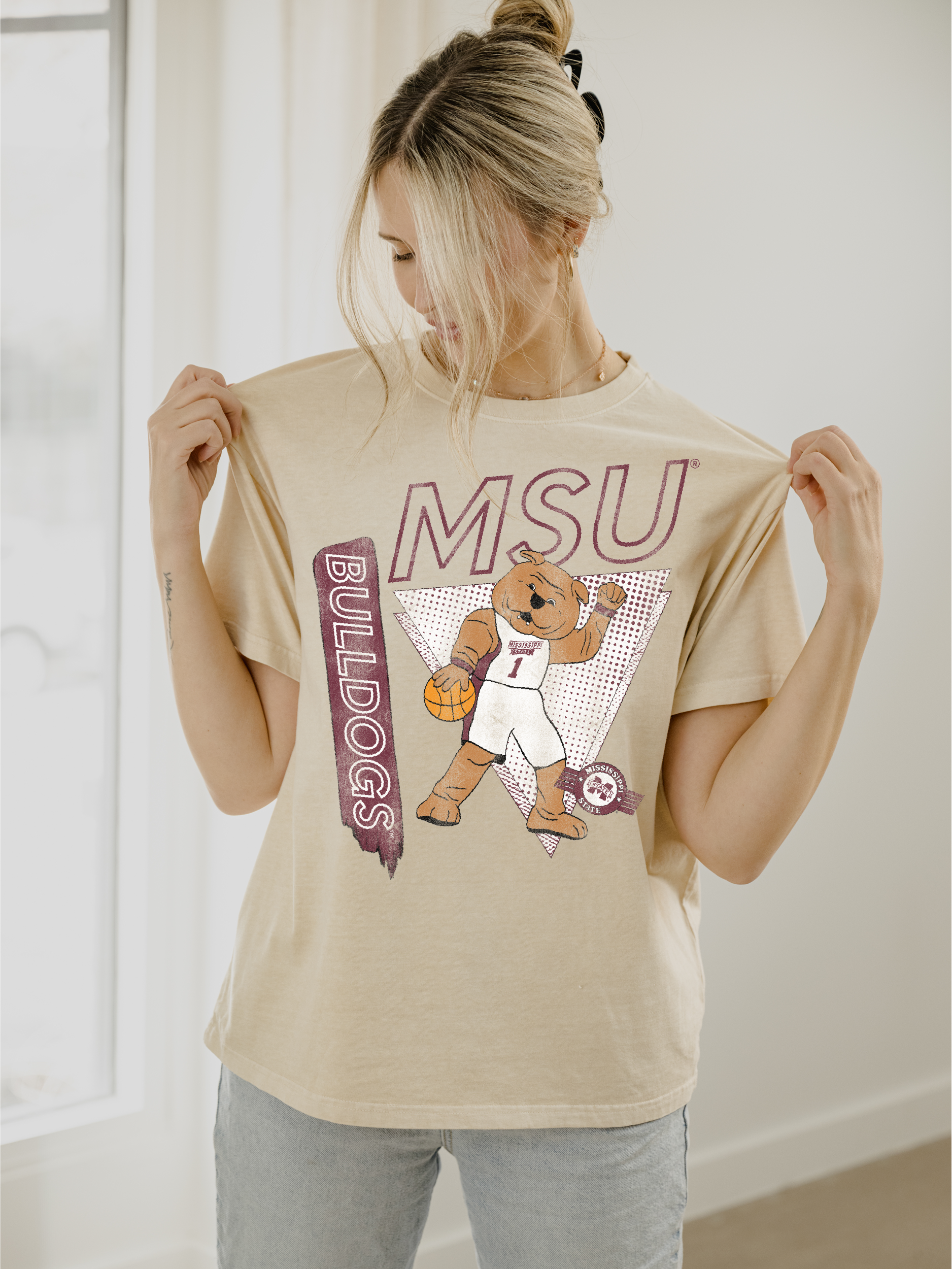 Mississippi State Bulldogs Courtside Thrifted - Adult & Kids T-Shirts, Sweatshirts & Hoodies apparel design preview 1