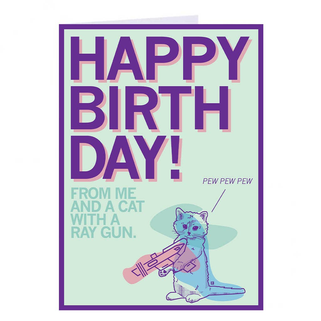 Happy Birthday Pew Greeting Card - Adult & Kids T-Shirts, Sweatshirts & Hoodies apparel design preview 1