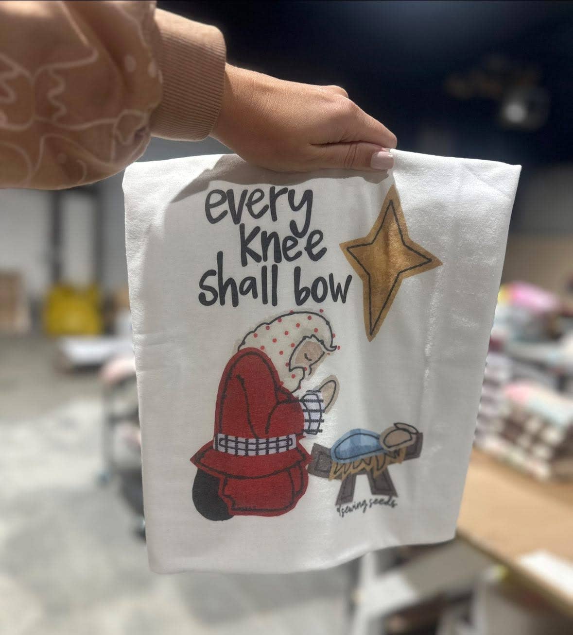 Every Knee Shall Bow Santa On White - Adult & Kids T-Shirts, Sweatshirts & Hoodies apparel design preview 1
