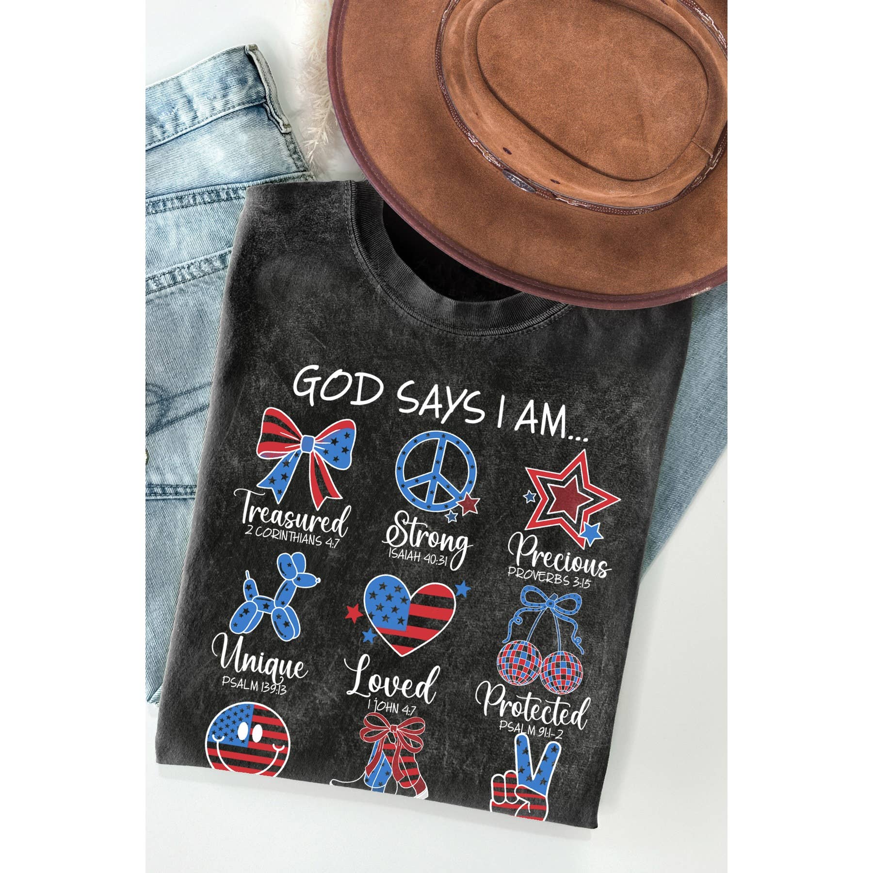 God Says I Am Mineral Washed - Adult & Kids T-Shirts, Sweatshirts & Hoodies apparel design preview 1