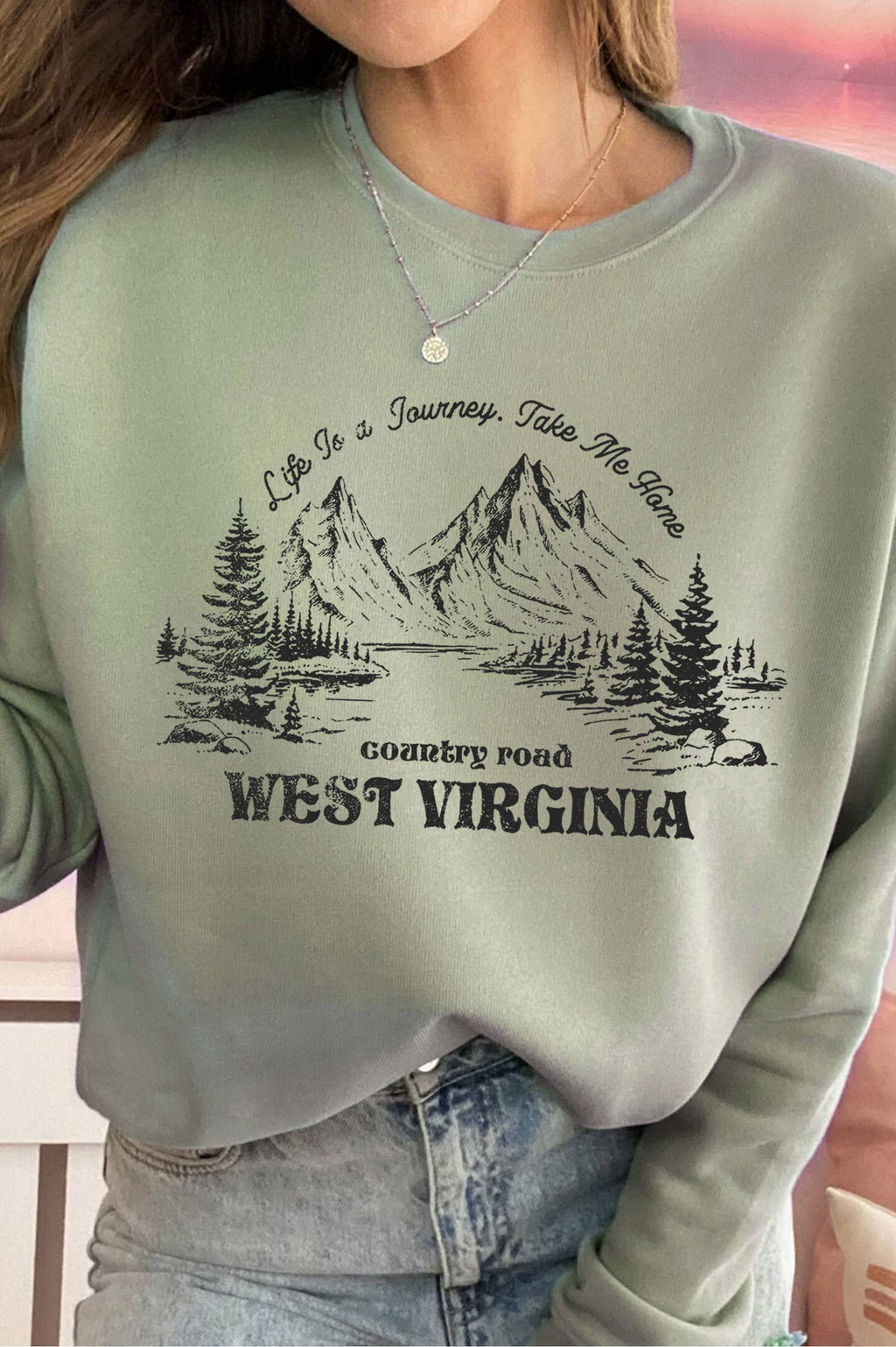 Country Road West Virginia Graphic Brushed - Adult & Kids T-Shirts, Sweatshirts & Hoodies apparel design preview 1