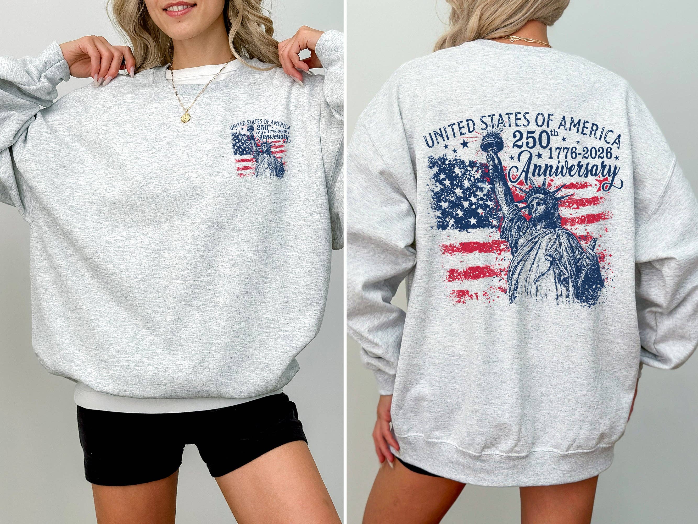 Statue of Liberty, 250 Years, 4th July America - Adult & Kids T-Shirts, Sweatshirts & Hoodies apparel design preview 1