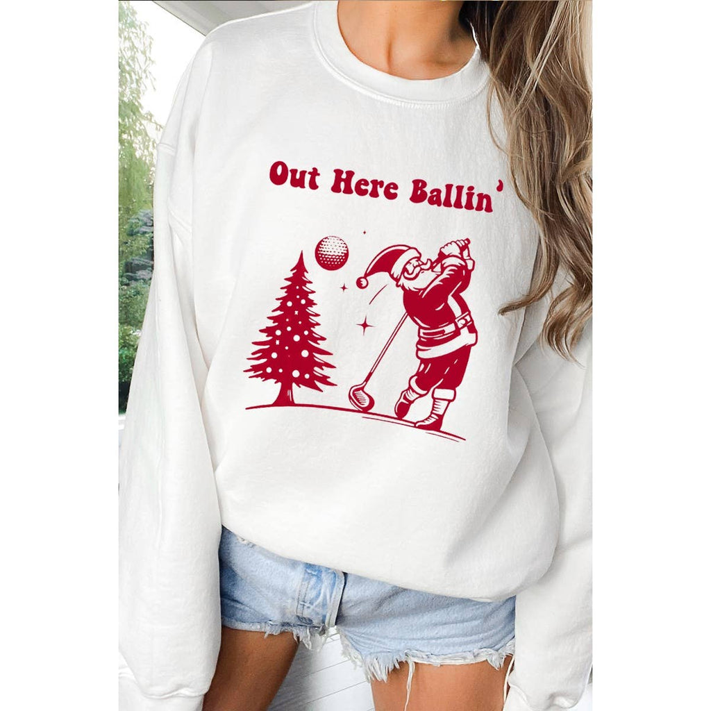Out Here Ballin Christmas Vintage Graphic - Adult & Kids T-Shirts, Sweatshirts & Hoodies apparel design preview 1
