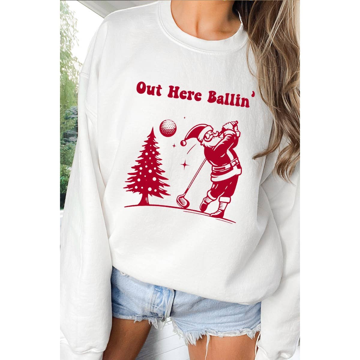 Out Here Ballin Christmas Vintage Graphic - Adult & Kids T-Shirts, Sweatshirts & Hoodies apparel design preview 1