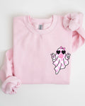 Cute Pink Bubblegum Ghost Pocket Print Halloween - Adult & Kids T-Shirts, Sweatshirts & Hoodies apparel design preview 1
