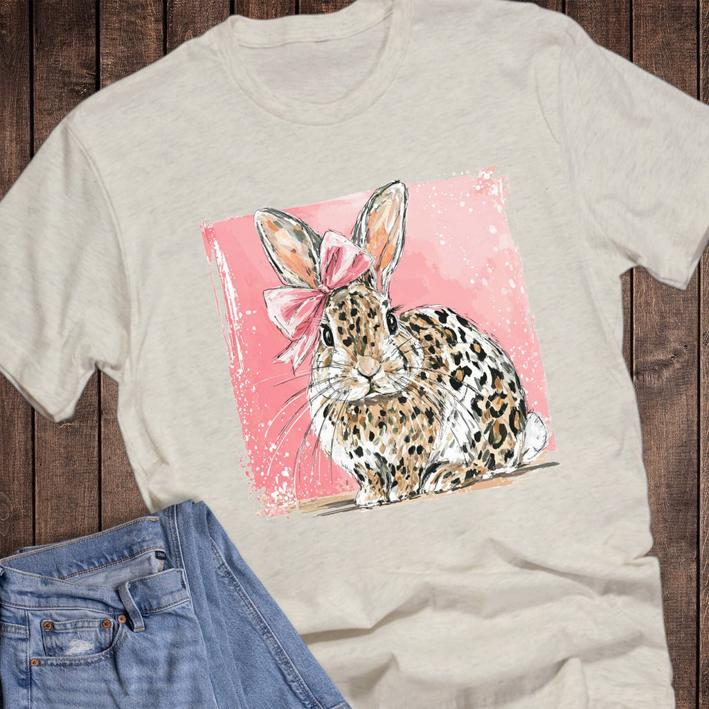 Easter Leopard Bunny with Bow Graphic - Adult & Kids T-Shirts, Sweatshirts & Hoodies apparel design preview 1