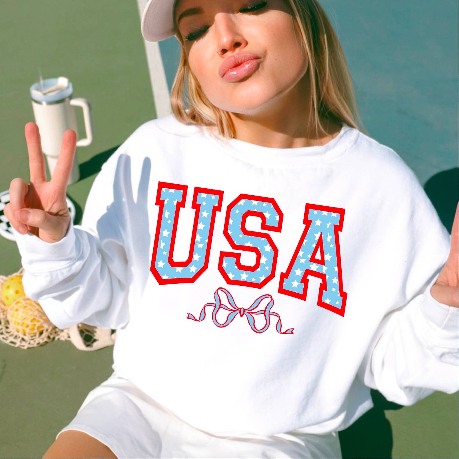 Coquette USA July 4th Patriotic - Adult & Kids T-Shirts, Sweatshirts & Hoodies apparel design preview 1