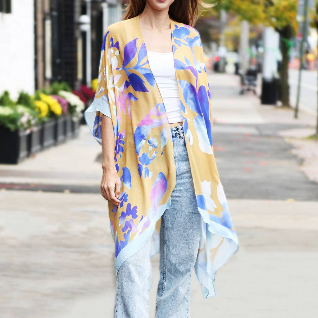 Leaves Print Summer Kimono Cover-Up - Adult & Kids T-Shirts, Sweatshirts & Hoodies apparel design preview 1