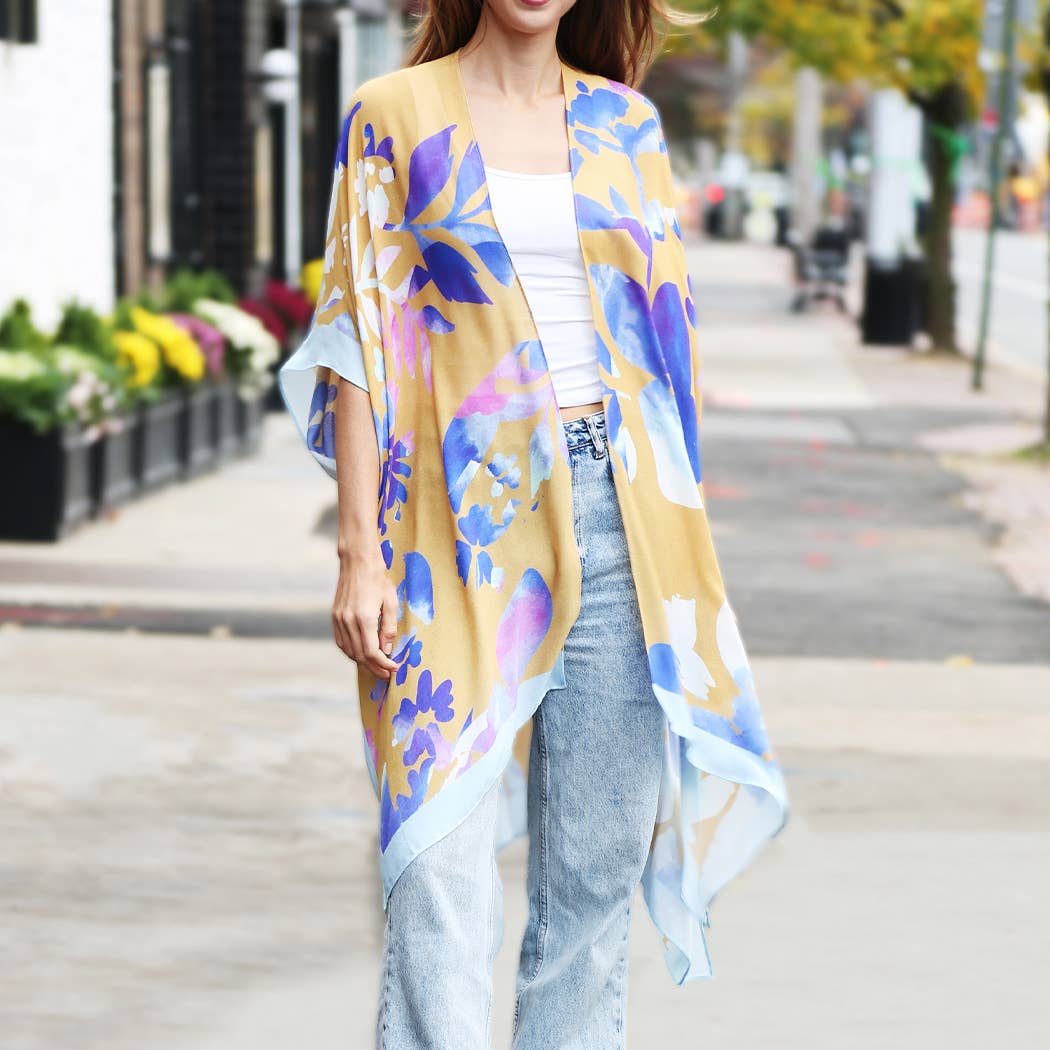 Leaves Print Summer Kimono Cover-Up - Adult & Kids T-Shirts, Sweatshirts & Hoodies apparel design preview 1