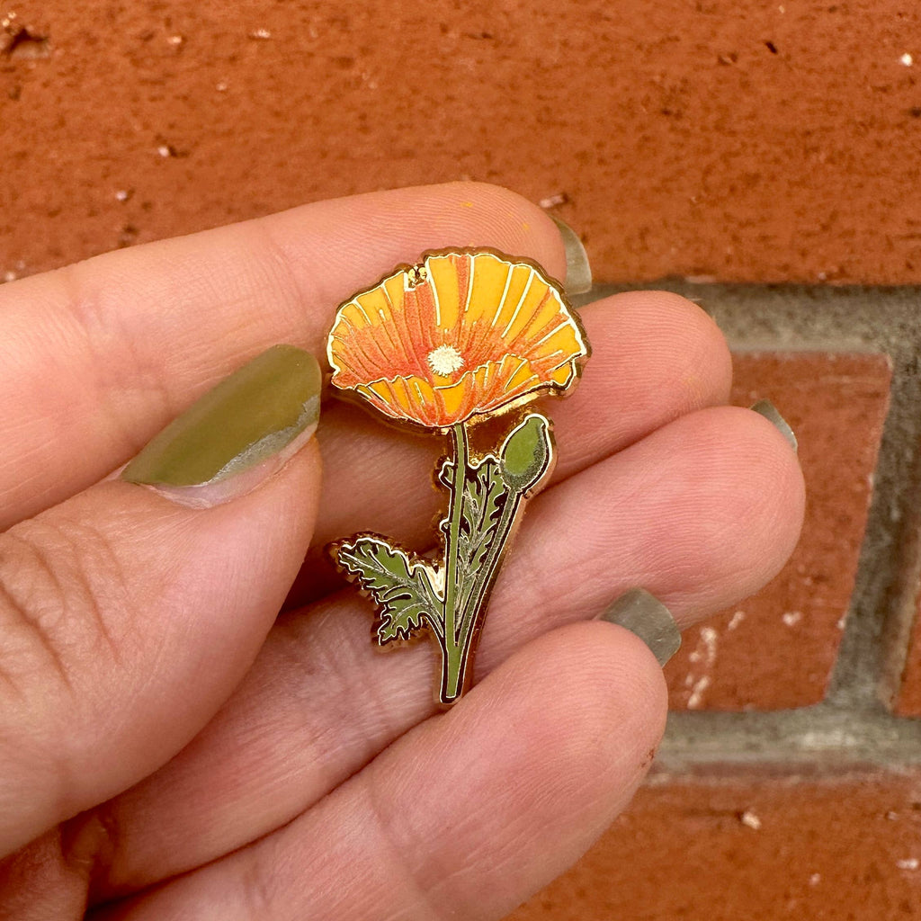 California Poppy Flower Enamel Pin - Adult & Kids T-Shirts, Sweatshirts & Hoodies apparel design preview 1