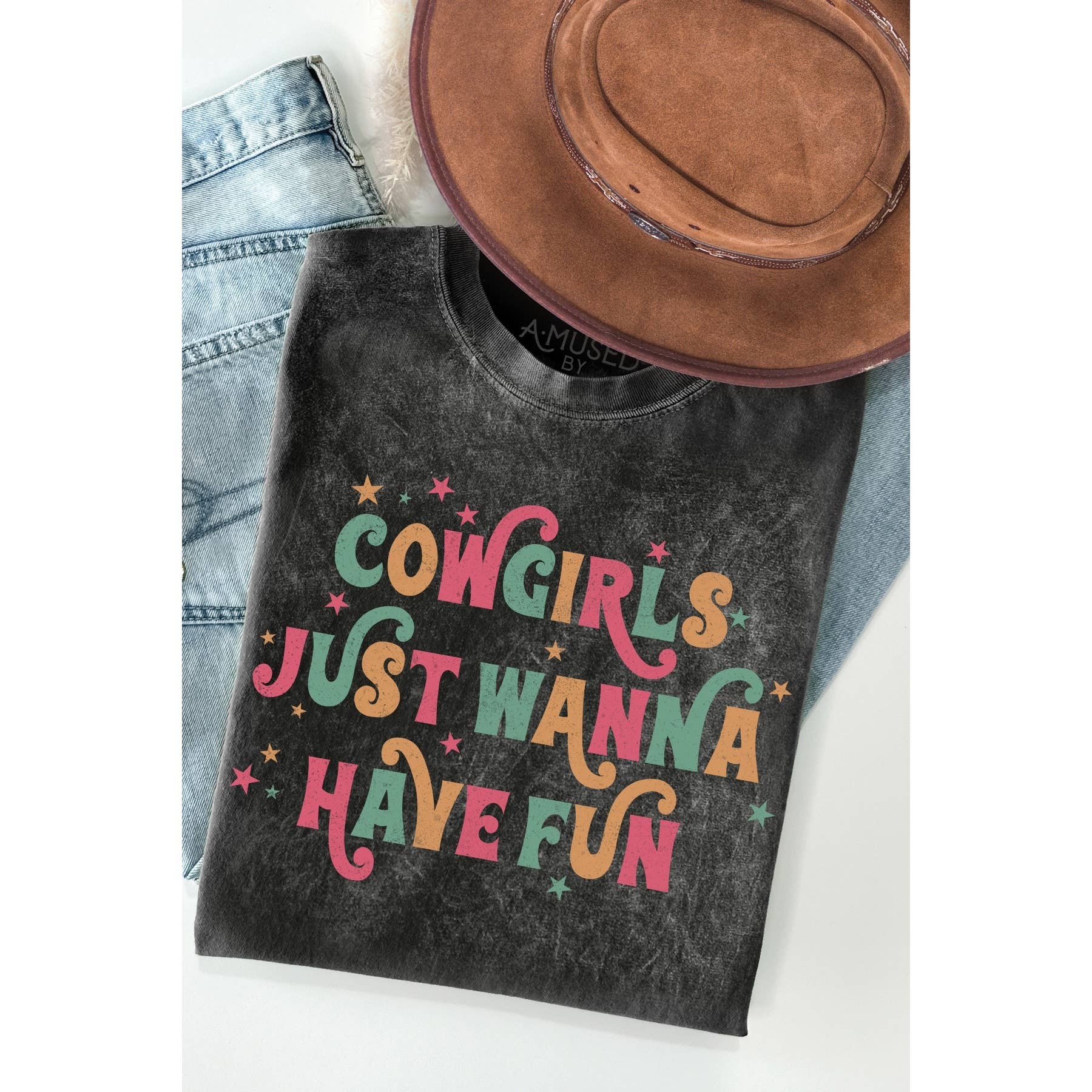 Cowgirl Have Fun Mineral Wash - Adult & Kids T-Shirts, Sweatshirts & Hoodies apparel design preview 1