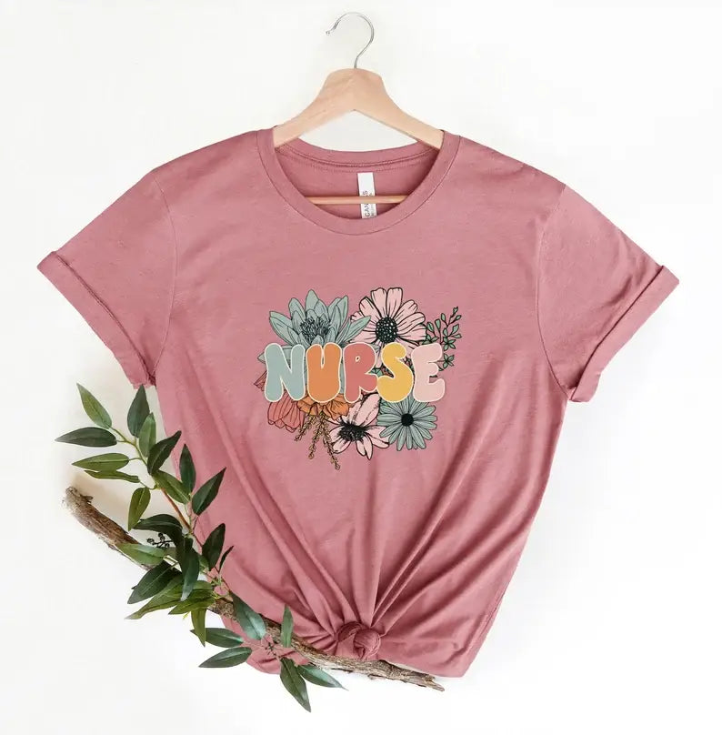 Floral Nurse - Adult & Kids T-Shirts, Sweatshirts & Hoodies apparel design preview 1
