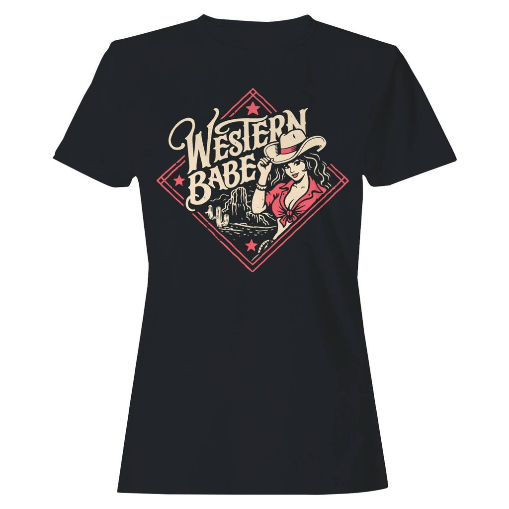 Western Retro Cowgirl Women's Black - Adult & Kids T-Shirts, Sweatshirts & Hoodies apparel design preview 1