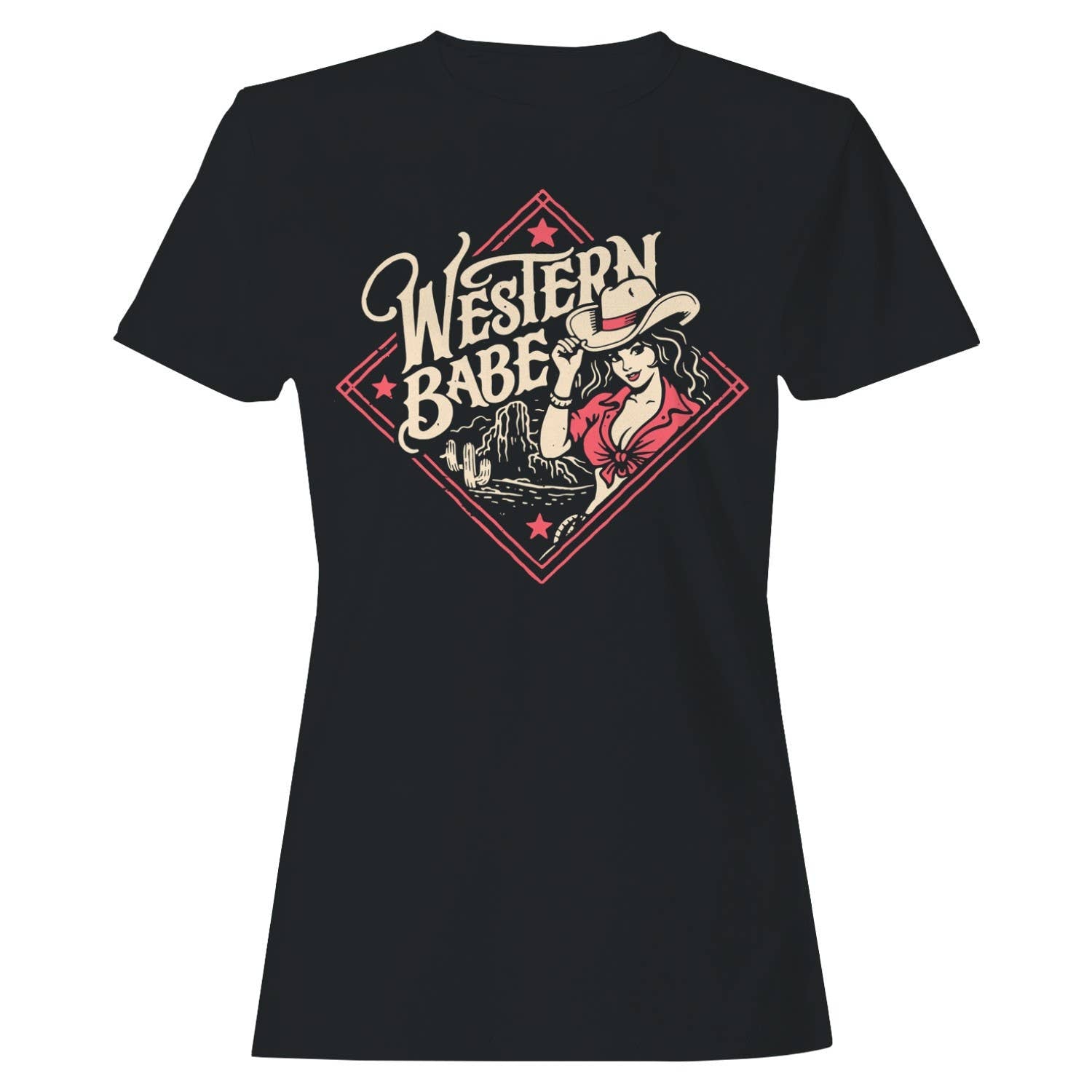Western Retro Cowgirl Women's Black - Adult & Kids T-Shirts, Sweatshirts & Hoodies apparel design preview 1
