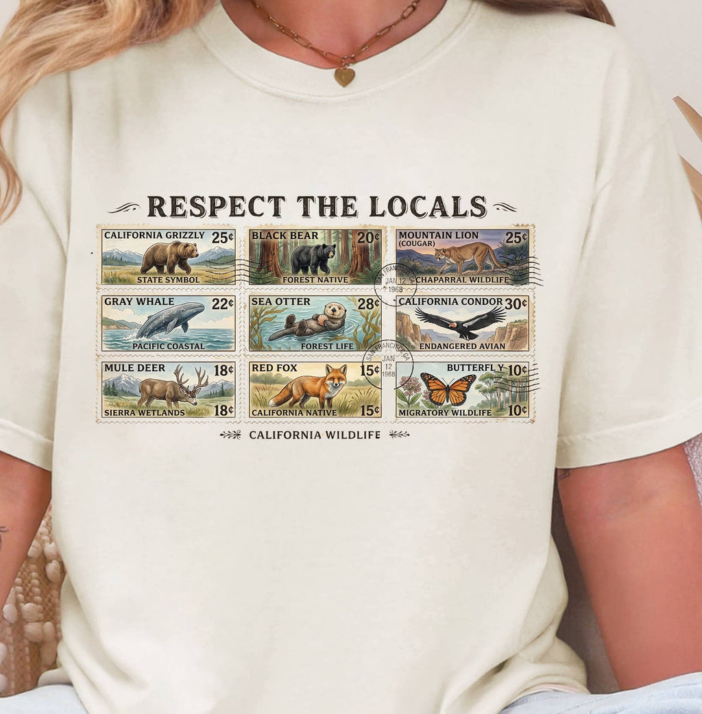 Respect the Locals California Wildlife Vintage - Adult & Kids T-Shirts, Sweatshirts & Hoodies apparel design preview 1