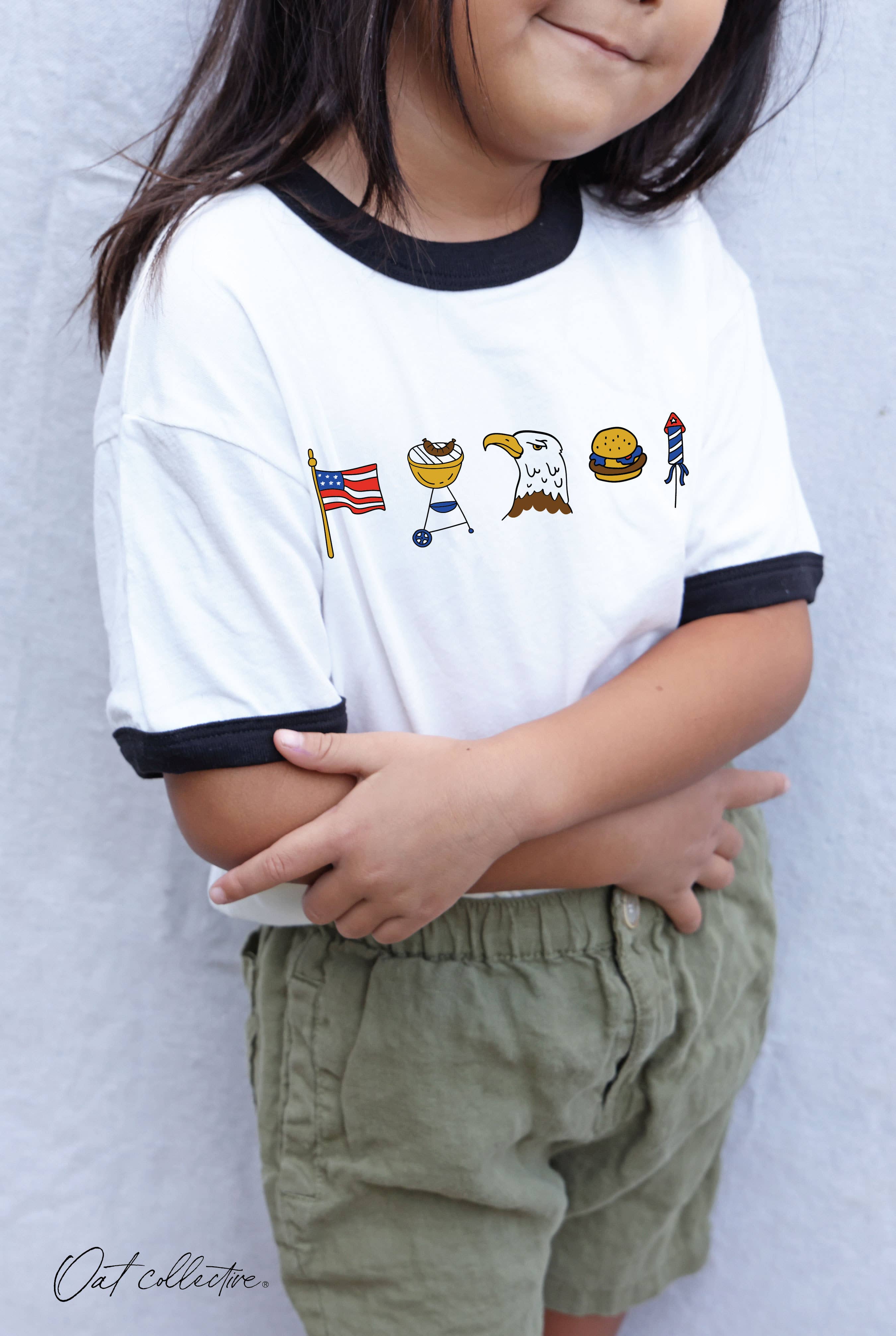 Patriotic Row Toddler Ringer Graphic Top - Adult & Kids T-Shirts, Sweatshirts & Hoodies apparel design preview 1