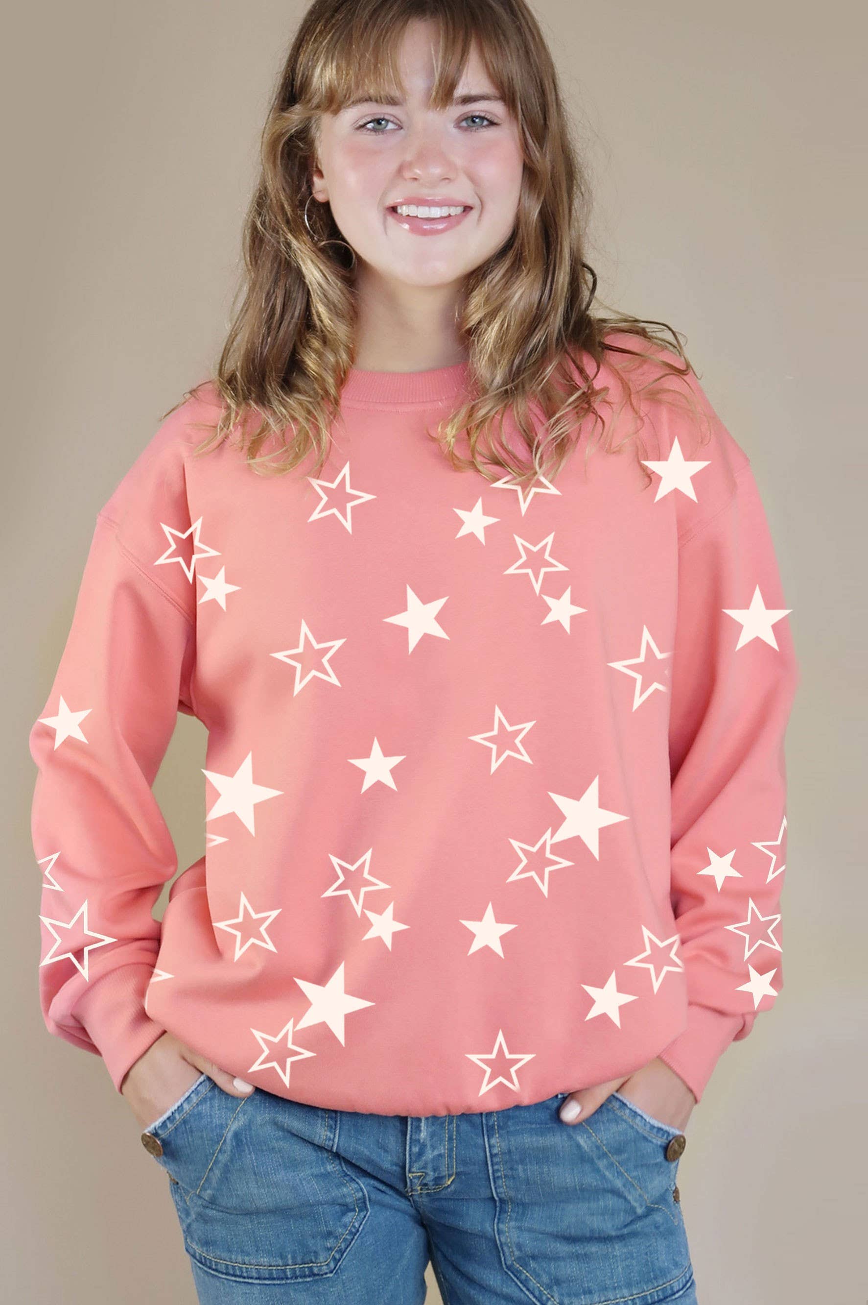 Allover Stars Puff Graphic Brushed - Adult & Kids T-Shirts, Sweatshirts & Hoodies apparel design preview 1