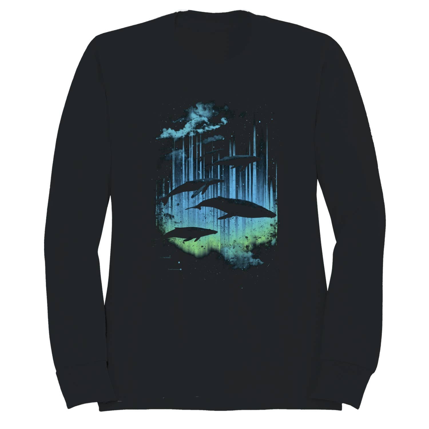 Cosmic Whales Northern Lights Men's - Adult & Kids T-Shirts, Sweatshirts & Hoodies apparel design preview 1