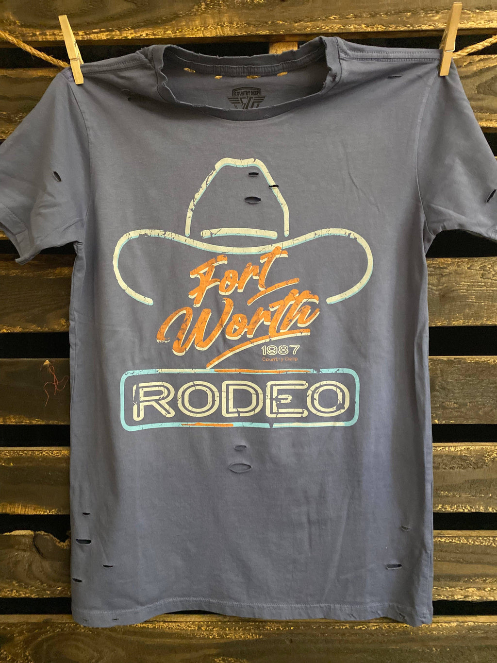 Fort Worth Rodeo 1987 Vintage Distressed - Adult & Kids T-Shirts, Sweatshirts & Hoodies apparel design preview 1