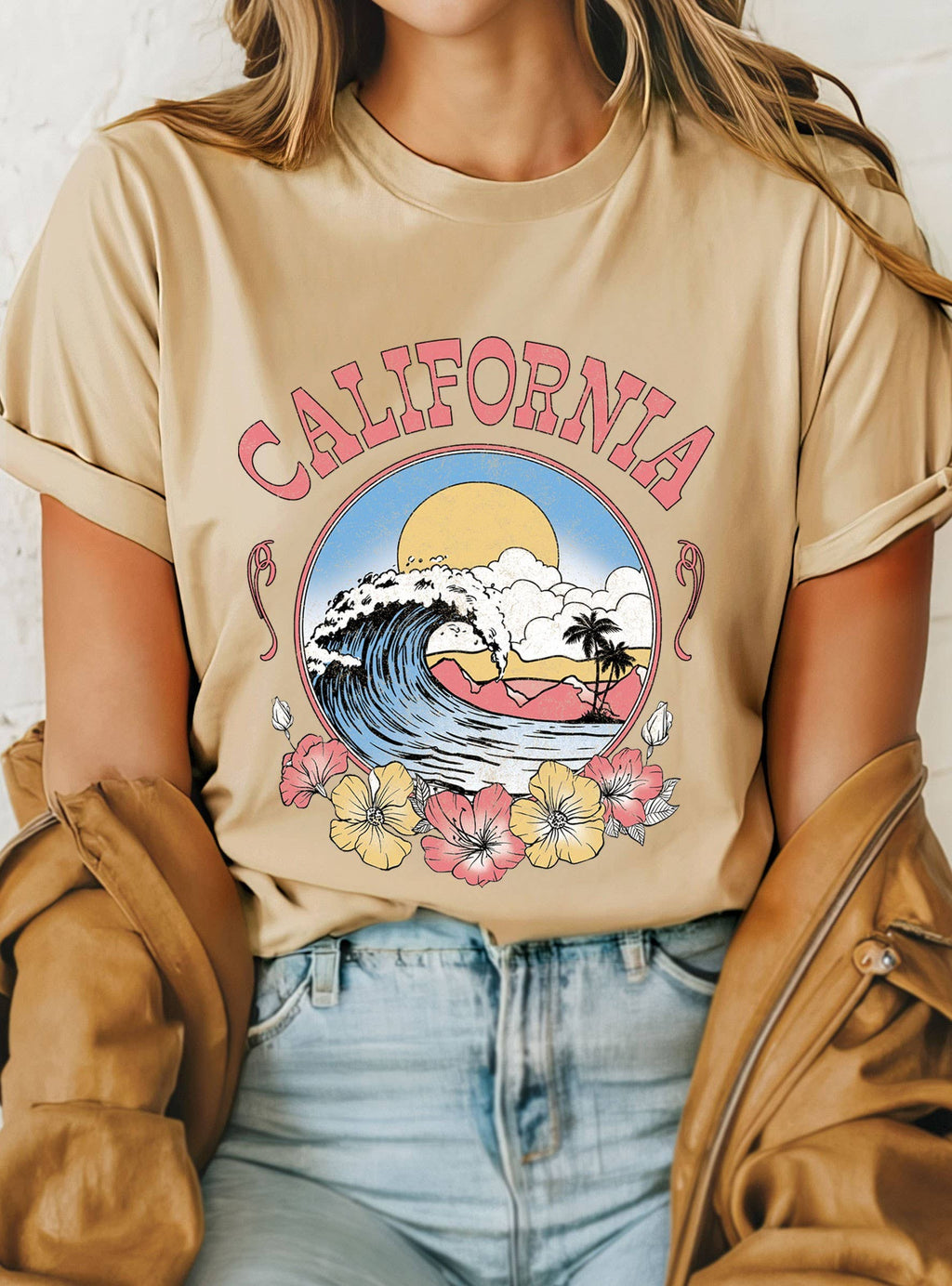 California Beach Hibiscus Graphic - Adult & Kids T-Shirts, Sweatshirts & Hoodies apparel design preview 1