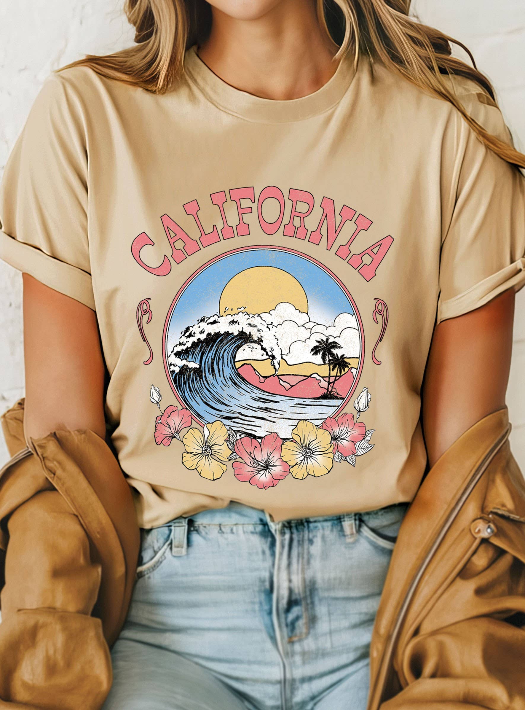 California Beach Hibiscus Graphic - Adult & Kids T-Shirts, Sweatshirts & Hoodies apparel design preview 1