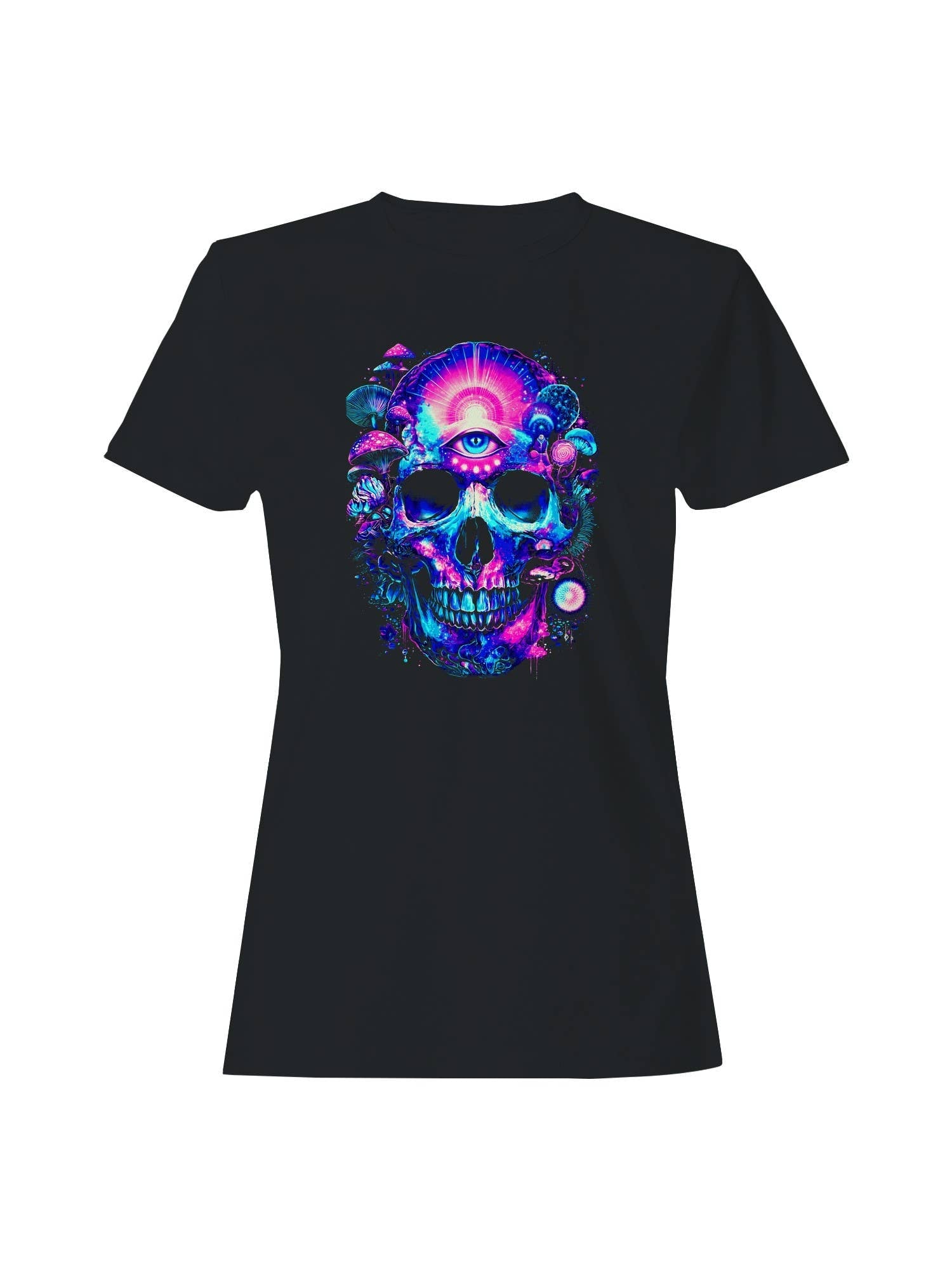 Psychedelic Skull with Mushrooms Women's - Adult & Kids T-Shirts, Sweatshirts & Hoodies apparel design preview 1