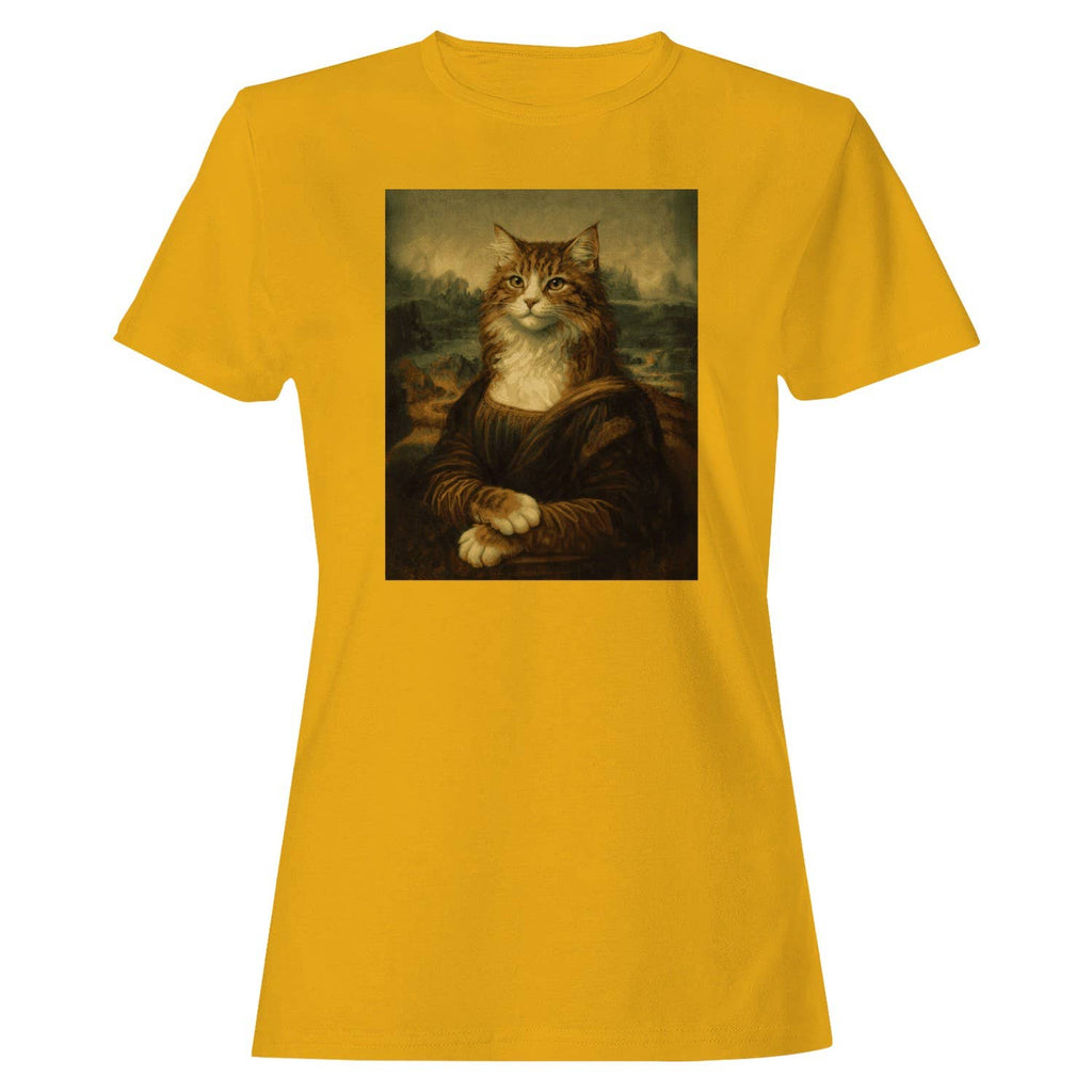 Mona Lisa Cat Parody Women's Gold - Adult & Kids T-Shirts, Sweatshirts & Hoodies apparel design preview 1