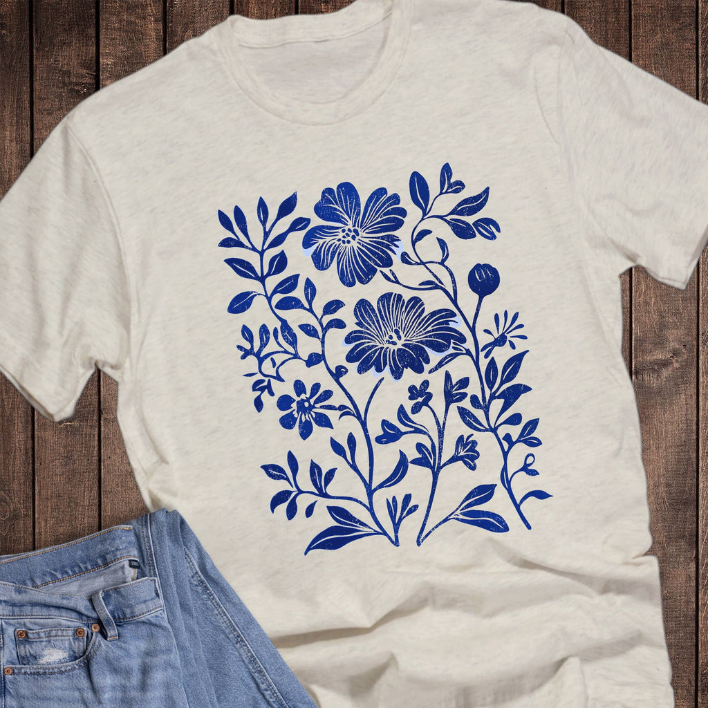 Spring Floral Blue Arrangement Graphic - Adult & Kids T-Shirts, Sweatshirts & Hoodies apparel design preview 1
