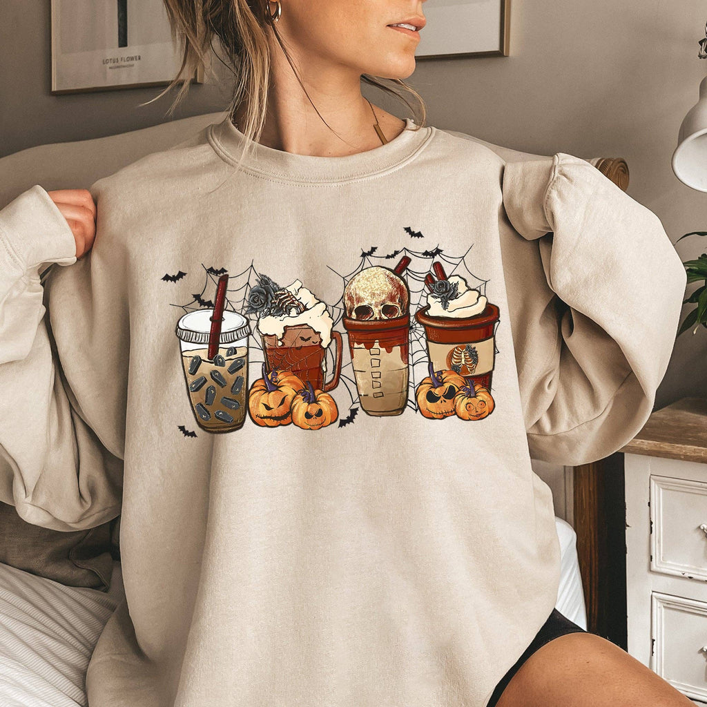 Horror Pumpkin Coffee Halloween - Adult & Kids T-Shirts, Sweatshirts & Hoodies apparel design preview 1