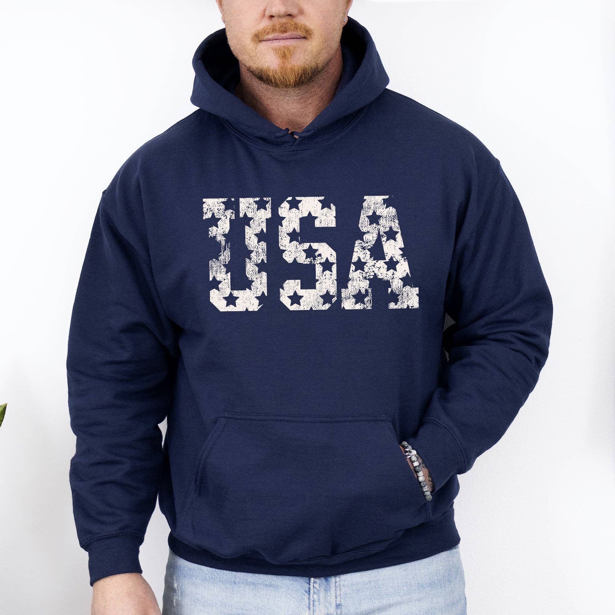 Retro, USA Stars, Patriotic America Hooded - Adult & Kids T-Shirts, Sweatshirts & Hoodies apparel design preview 1