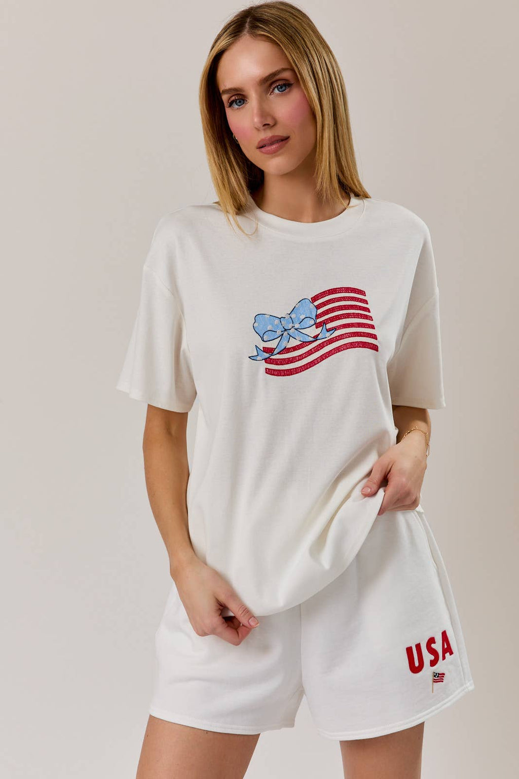 Round Neck USA Flag Graphic Embo - Adult & Kids T-Shirts, Sweatshirts & Hoodies apparel design preview 1