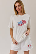 Round Neck USA Flag Graphic Embo - Adult & Kids T-Shirts, Sweatshirts & Hoodies apparel design preview 1