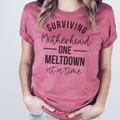 Surviving Motherhood One Meltdown At A Time - Adult & Kids T-Shirts, Sweatshirts & Hoodies apparel design preview 1