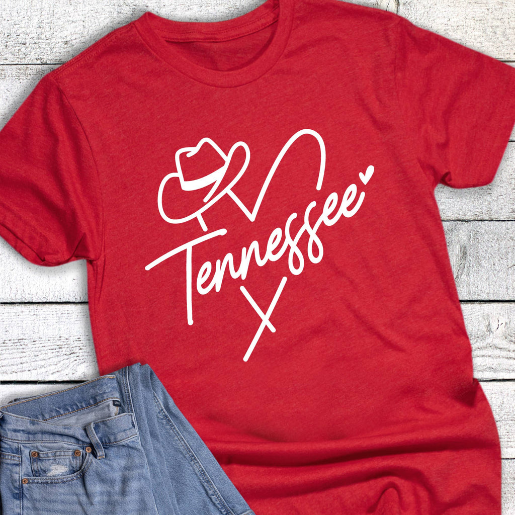 Tennessee Heart and Cowboy Hat Graphic - Adult & Kids T-Shirts, Sweatshirts & Hoodies apparel design preview 1