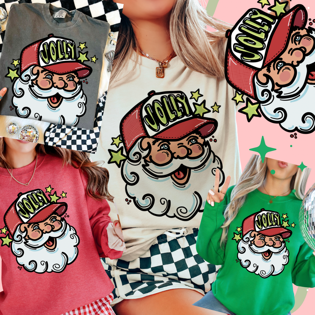 Jolly Santa Trucker - Adult & Kids T-Shirts, Sweatshirts & Hoodies apparel design preview 1
