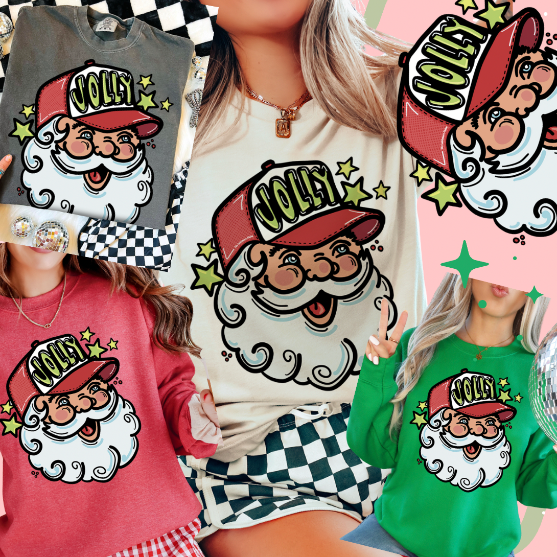 Jolly Santa Trucker - Adult & Kids T-Shirts, Sweatshirts & Hoodies apparel design preview 1