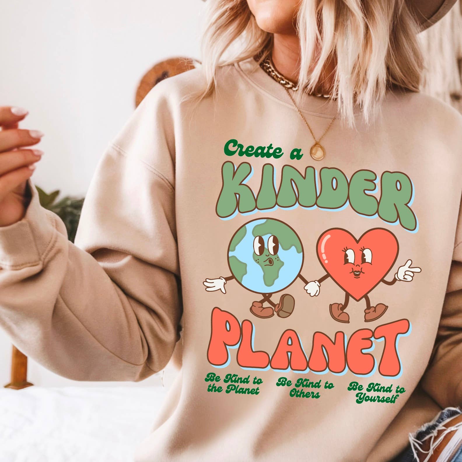 Create A Kinder Planet Graphic - Adult & Kids T-Shirts, Sweatshirts & Hoodies apparel design preview 1