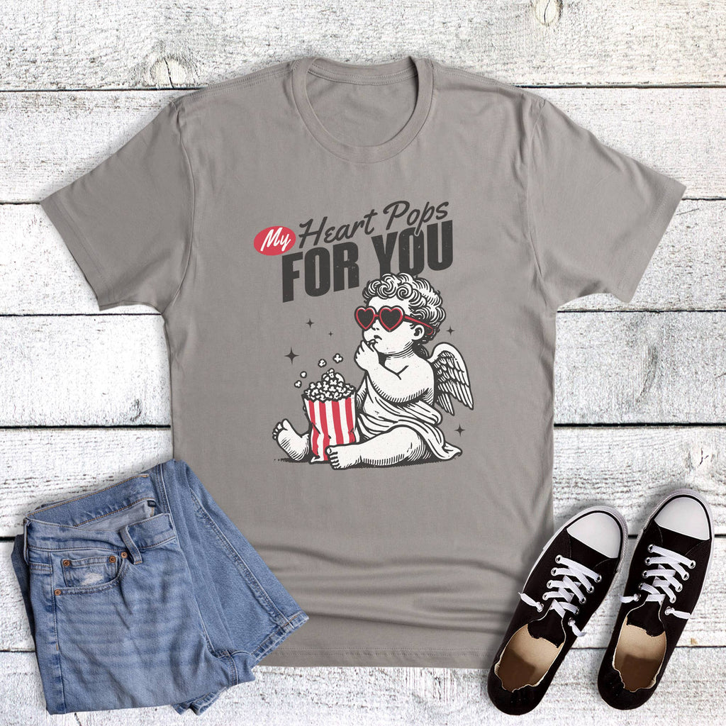 Valentine My Heart Pops Popcorn Graphic - Adult & Kids T-Shirts, Sweatshirts & Hoodies apparel design preview 1