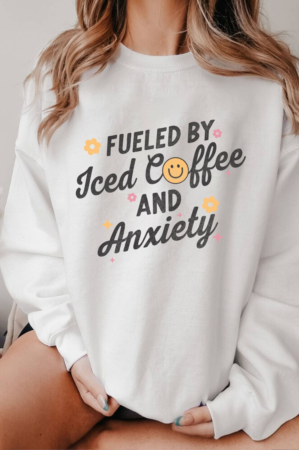 Fueled By Iced Coffee Smile Graphic Brushed - Adult & Kids T-Shirts, Sweatshirts & Hoodies apparel design preview 1