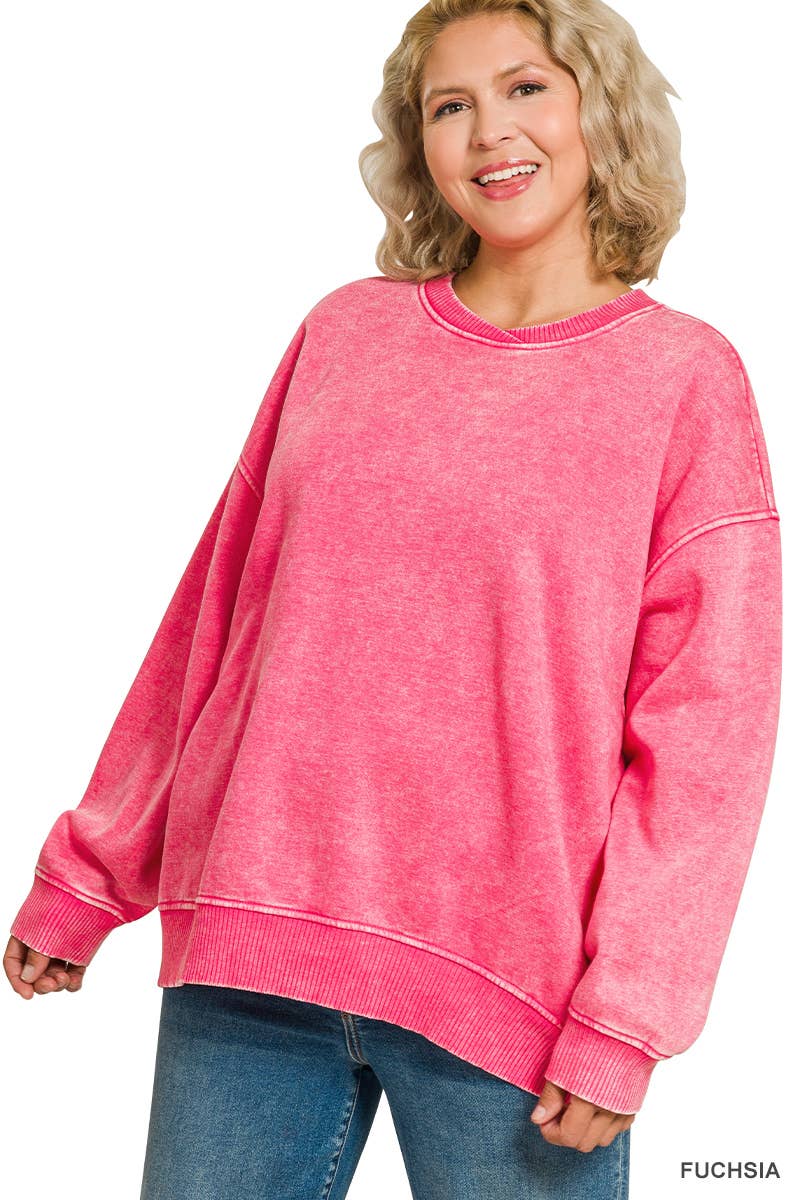 Plus Acid Wash Oversized Fleece - Adult & Kids T-Shirts, Sweatshirts & Hoodies apparel design preview 1
