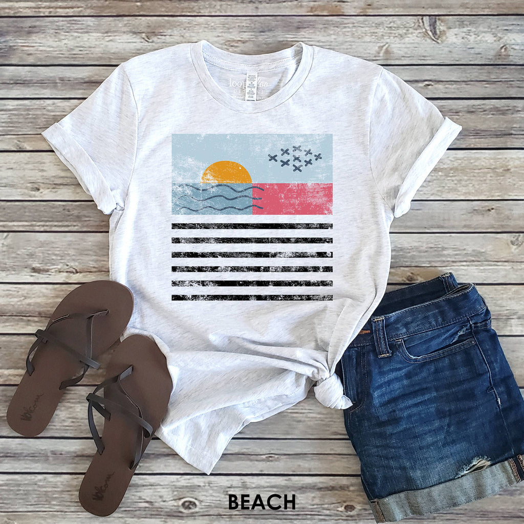 Modern Beach Landscape Outdoor Sizes XS-2XL - Adult & Kids T-Shirts, Sweatshirts & Hoodies apparel design preview 1