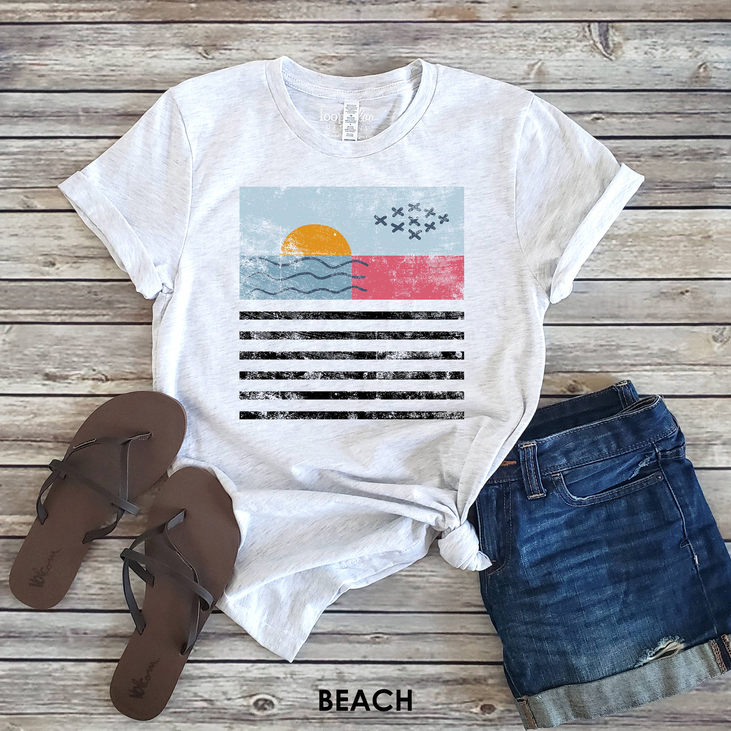 Modern Beach Landscape Outdoor Sizes XS-2XL - Adult & Kids T-Shirts, Sweatshirts & Hoodies apparel design preview 1
