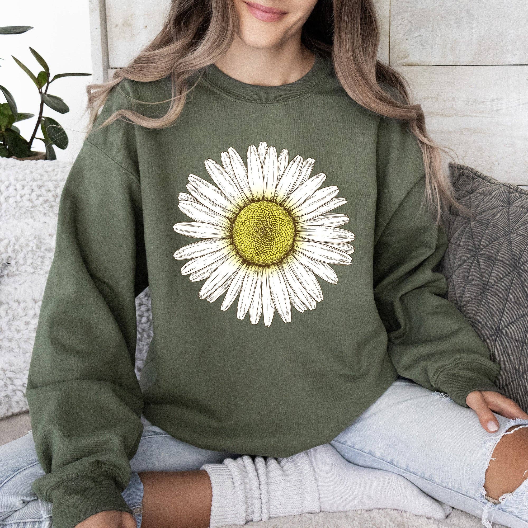 Retro Daisy Print, Vintage Flowers - Adult & Kids T-Shirts, Sweatshirts & Hoodies apparel design preview 1