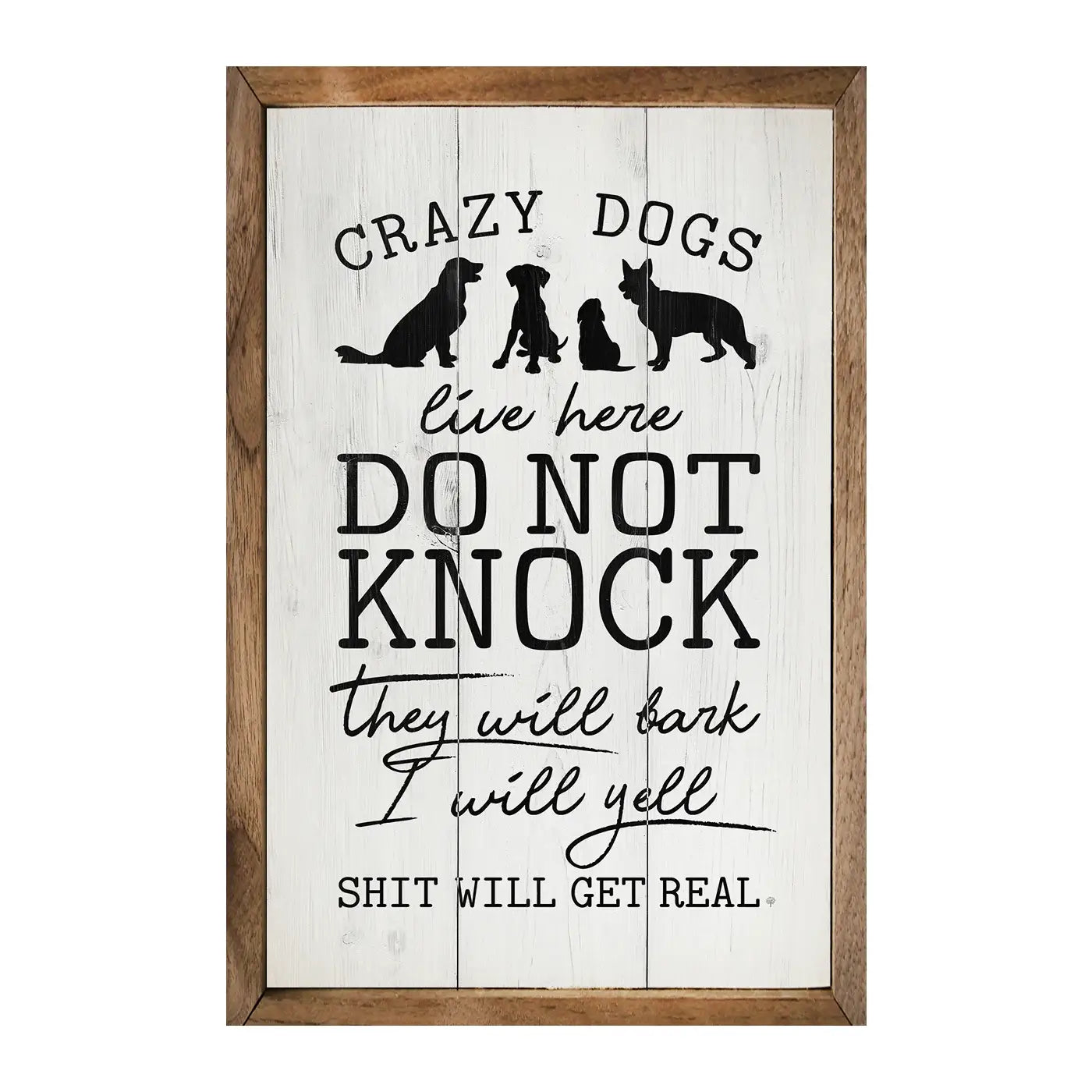 Do Not Knock Crazy Dogs Live Here Whitewash - Adult & Kids T-Shirts, Sweatshirts & Hoodies apparel design preview 1