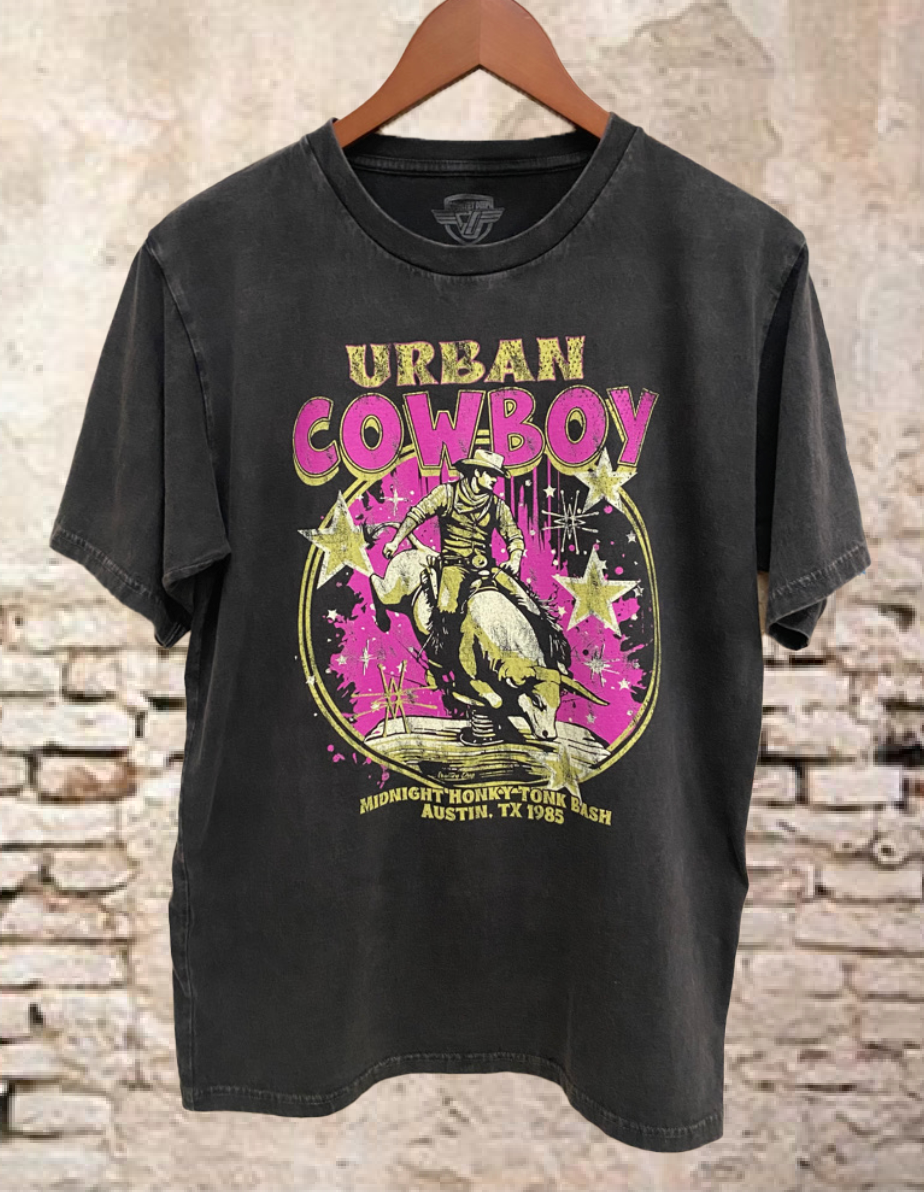 Urban Cowboy Austin Texas Bash Acid Wash Relaxed - Adult & Kids T-Shirts, Sweatshirts & Hoodies apparel design preview 1